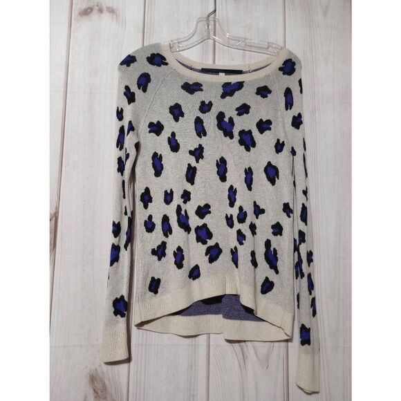 Kensie Sweater Ladies Medium‎ Gray Purple Animal Print - Picture 1 of 7